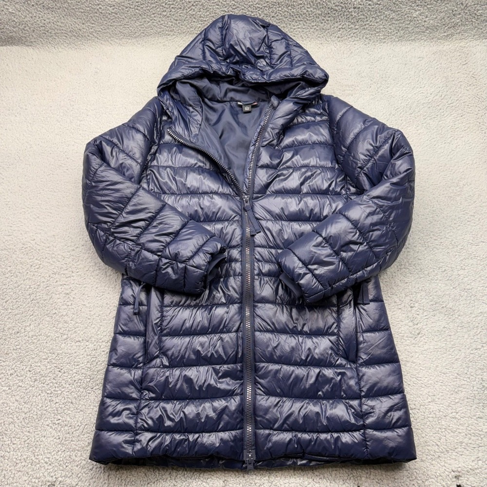 SWISS TECH Womens Large 12-14 Hooded Full-Zip Blue Puffer Jacket SW33100077030